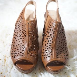 Limelight Open Toe Brown Wedges